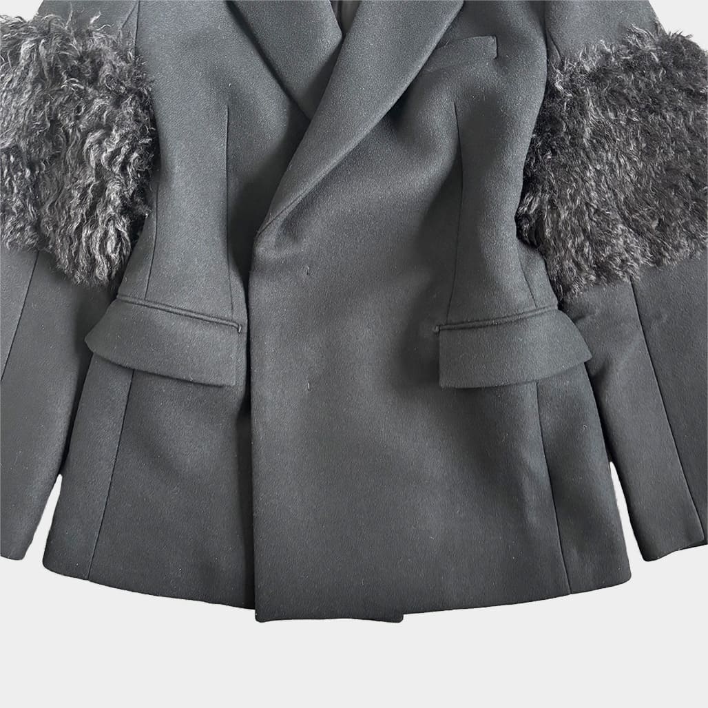 PRADA ウールモヘヤグレー ダブルブレストジャケット、スラックス2022AW PRADA ウールモヘヤグレー ダブルブレストジャケット、スラックス