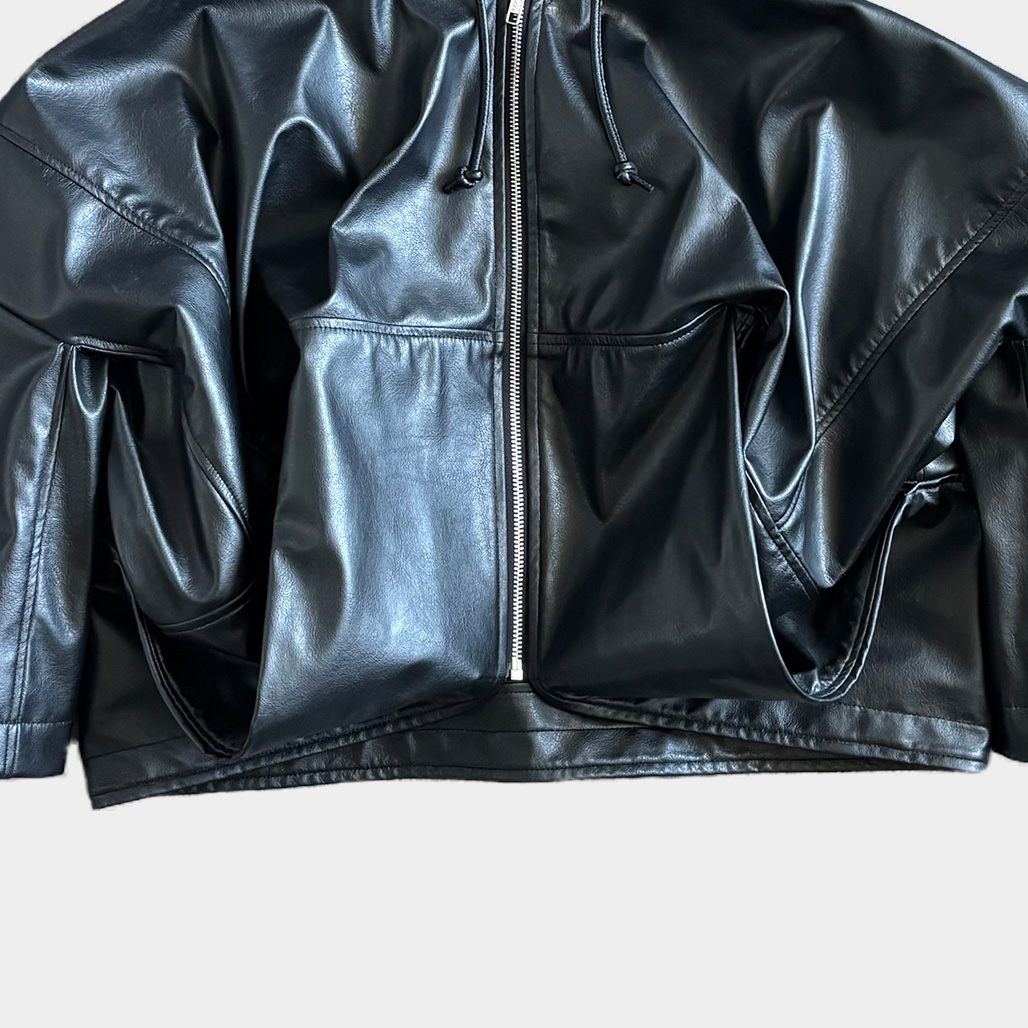 2023AW☆JUNYA WATANABE フェイクレザージャケット XS 黒 JUNYA WATANABE（ジュンヤワタナベ）2023AW フェイクレザーブルゾン