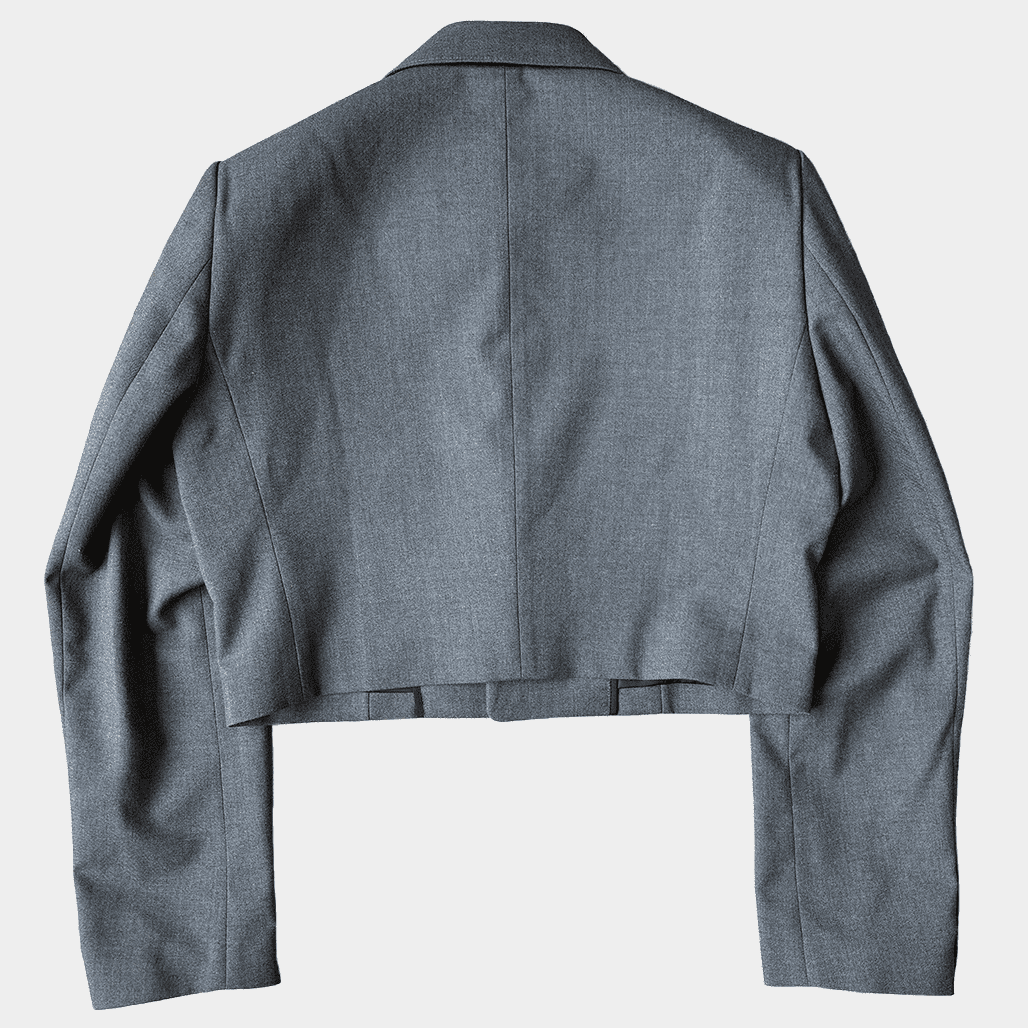 2025FW コムデギャルソンガール グレー 刺繍 ジャケット XS COMME des GARCONS GIRL（コムデギャルソンガール）2025SS クロップド