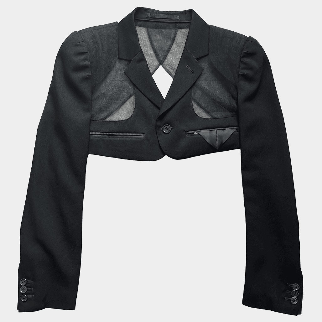 noir kei ninomiya 黒 クロップドテーラードジャケット Noir Kei Ninomiya for Women SS26 | H.LORENZO - Los Angeles
