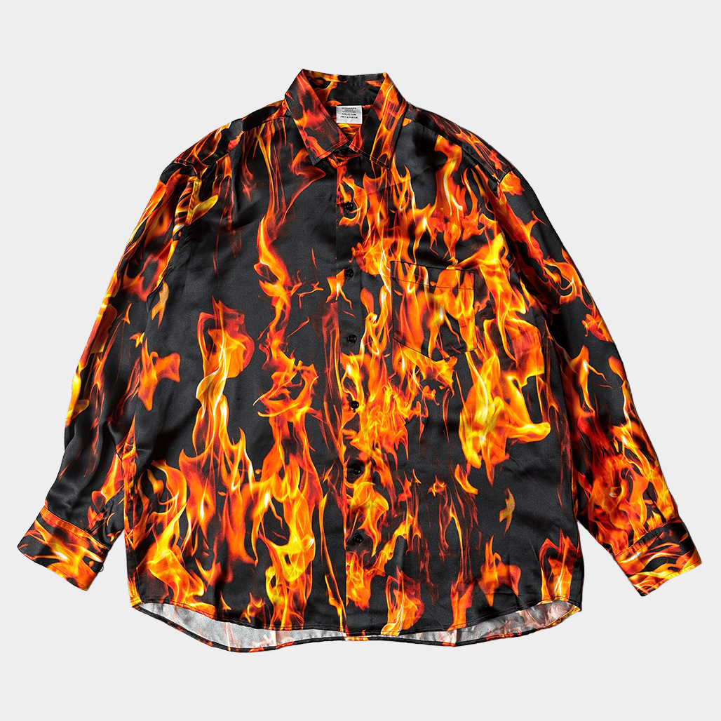 VETEMENTS(ヴェトモン)2022SS ファイヤープリントシルクシャツ|VETEMENTS(ヴェトモン)
