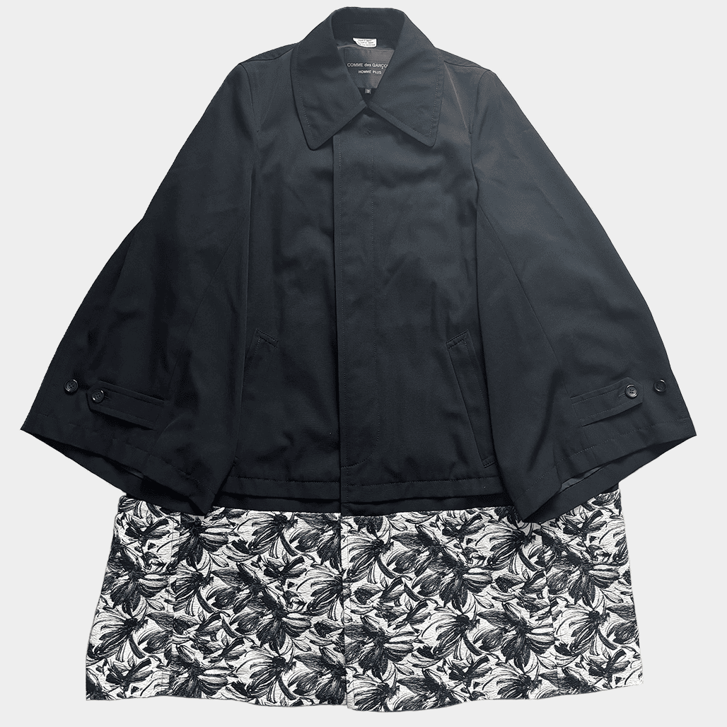 COMME des GARCONS HOMME PLUS(コムデギャルソンオムプリュス)2022SS 花の存在 異素材切り替えトレンチコート サイズXS|COMME DES GARCONS HOMME PLUS(コムデギャルソンオムプリュス)