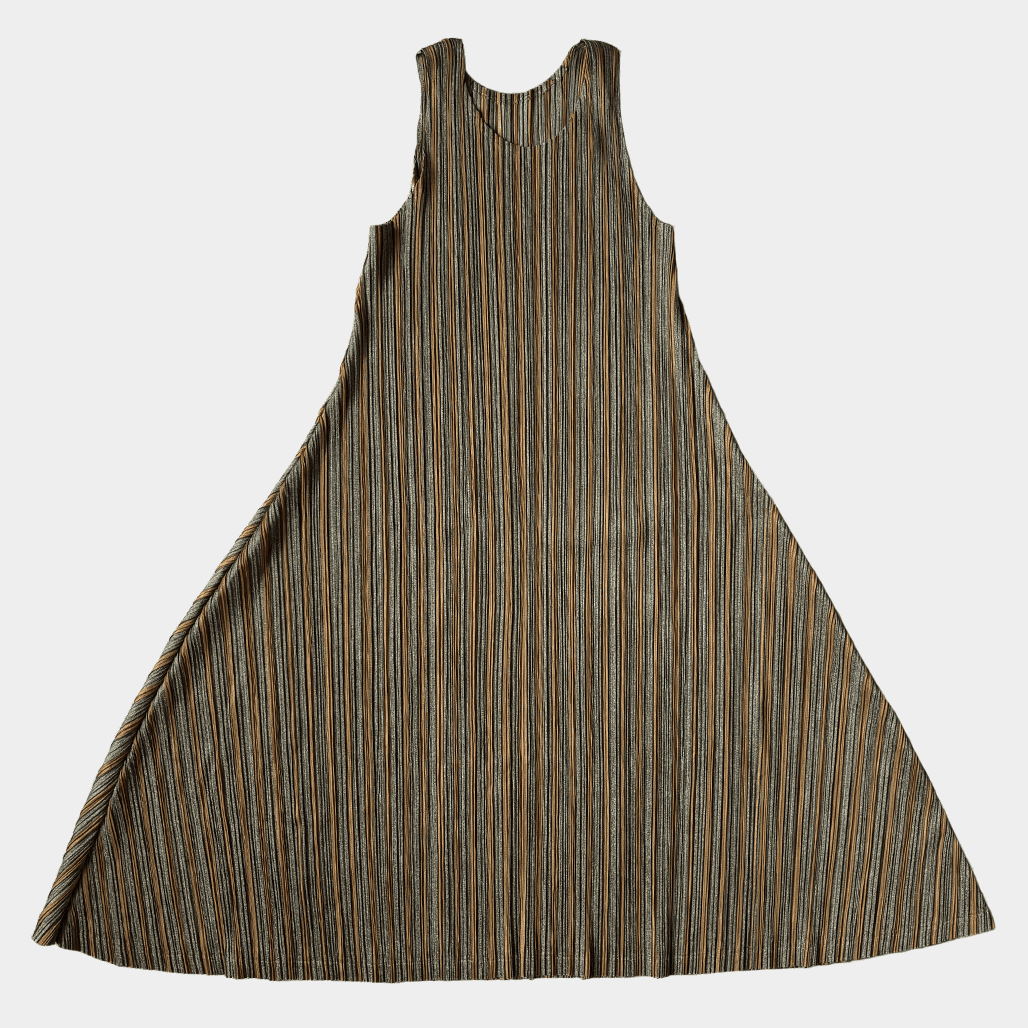 【美品】PLEATS PLEASE プリーツプリーズ プリーツワンピース 5 ISSEY MIYAKE PLEATS PLEASE（プリーツプリーズ） サイズ5 ストライプ