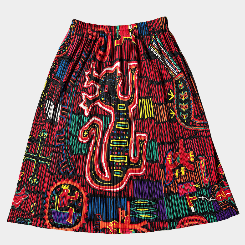 PLEATS PLEASE ISSEY MIYAKE(プリーツプリーズ イッセイミヤケ) 2002SS サイズ3 グラフィックプリントプリーツスカート|PLEATS PLEASE(プリーツプリーズ)