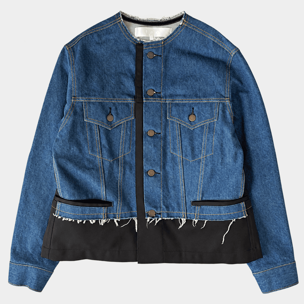 TAO COMME des GARÇONS(タオ コムデギャルソン)2024SS サイズM 異素材切り替えノーカラーデニムジャケット|TAO(タオ・トリココムデギャルソン)